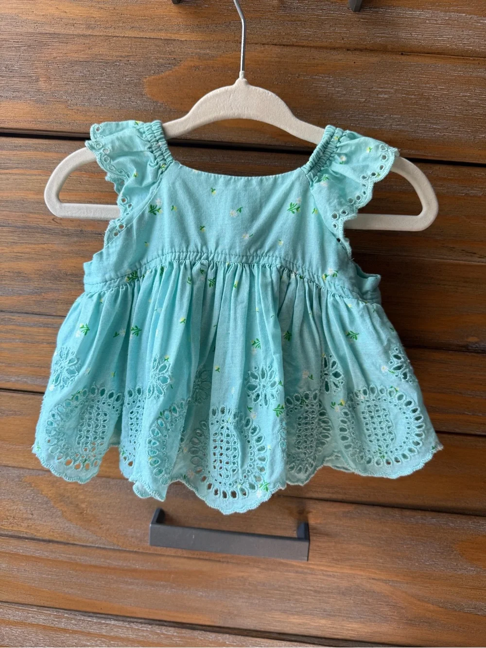 Turquoise Eyelet Baby Matching Set • Cute Ruffled Sleeves